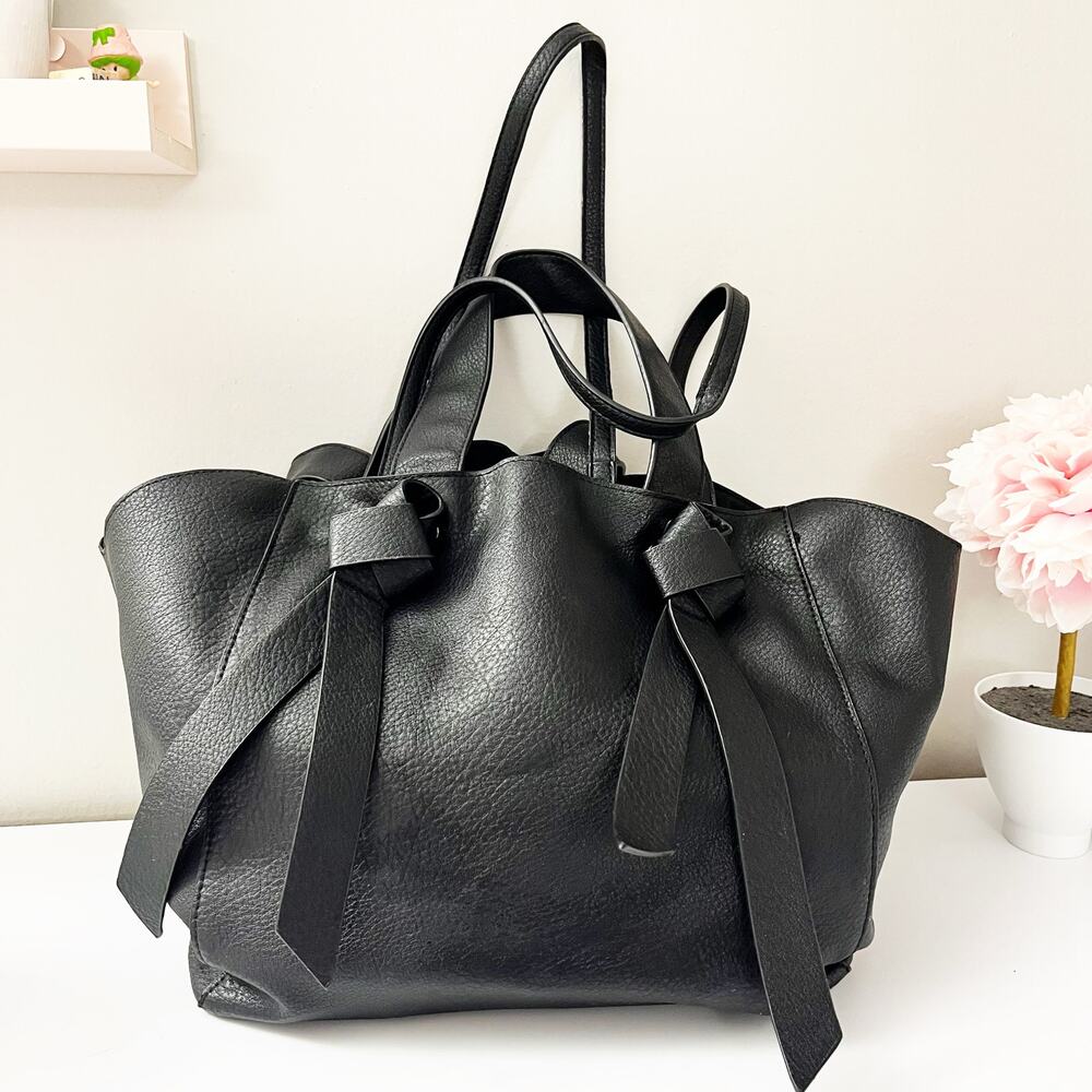 Anthropologie Ciel Black Winged Tote Bag